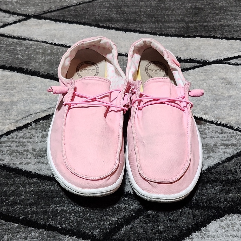 HEYDUDE WENDY PINK CANVAS CASUAL SLIP-ON SHOES SIZE US 10